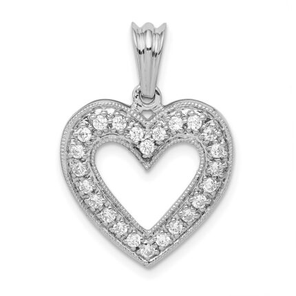 14k White Gold 1/3 carat Diamond Heart Pendant