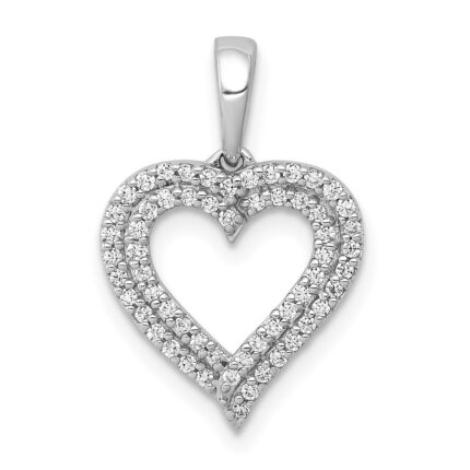 14k White Gold 1/4 carat Lab Grown Diamond VS/SI+ G+ Complete Double Row Heart Pendant