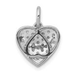 14k White Gold 3/8 carat Pave Diamond Heart Pendant - Image 3