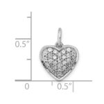 14k White Gold 3/8 carat Pave Diamond Heart Pendant - Image 4
