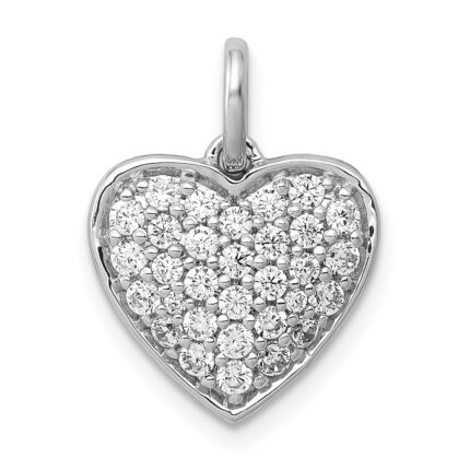14k White Gold 5/8 carat Pave Diamond Heart Pendant