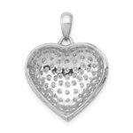 14k White Gold 1 carat Pave Diamond Fancy Heart Pendant - Image 3