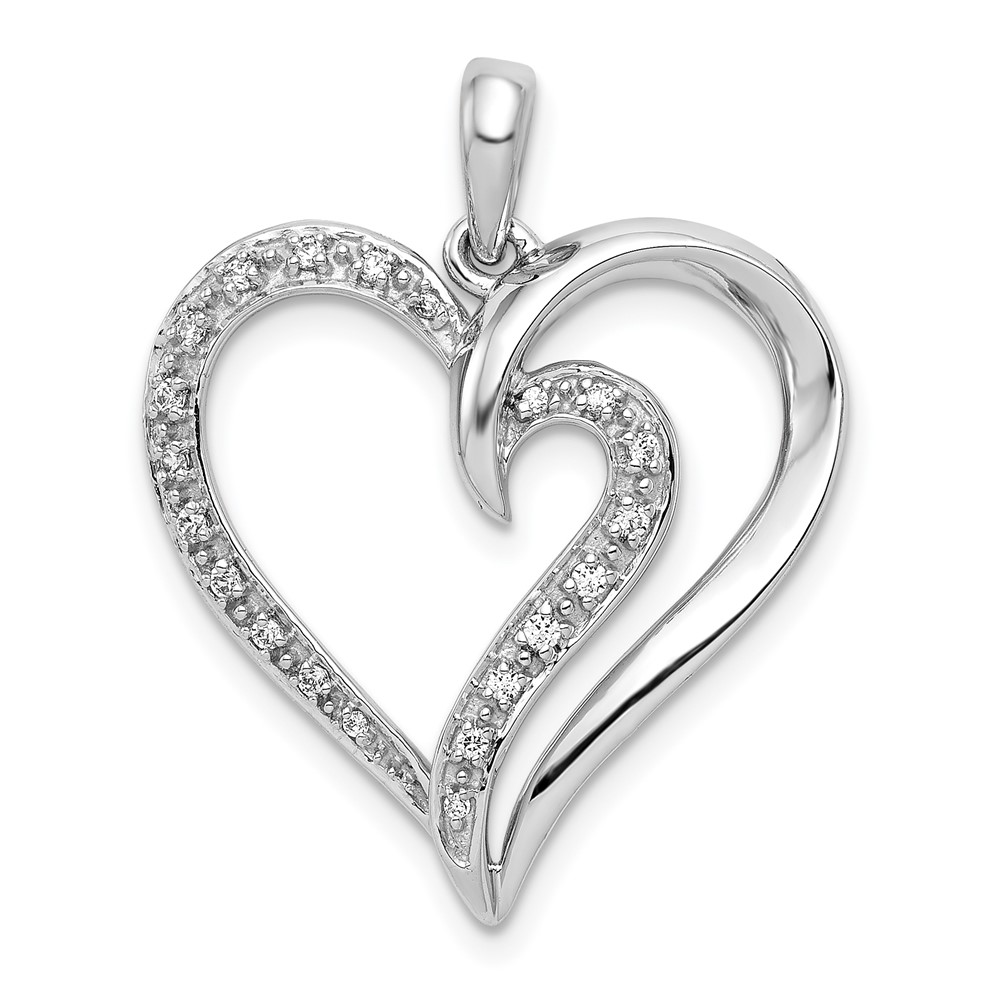 PM4885-010-WA.jpg 14k White Gold 1/10 carat Diamond Fancy Heart Pendant - Image 1
