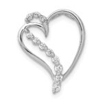 14k White Gold 1/6 carat Diamond Heart Chain Slide