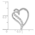 14k White Gold 1/6 carat Diamond Heart Chain Slide - Image 3