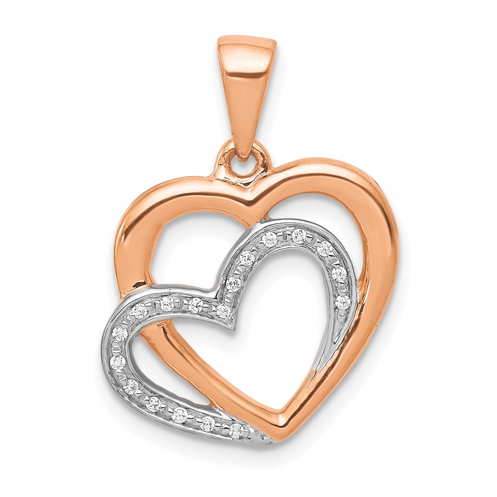 PM4902-005-RA.jpg 14k Rose Gold and White Rhodium Diamond Entwined Hearts Pendant - Image 1
