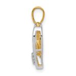 10Kt White w/ Yellow Gold Heart Charm Diamond Heart Pendant - Image 2