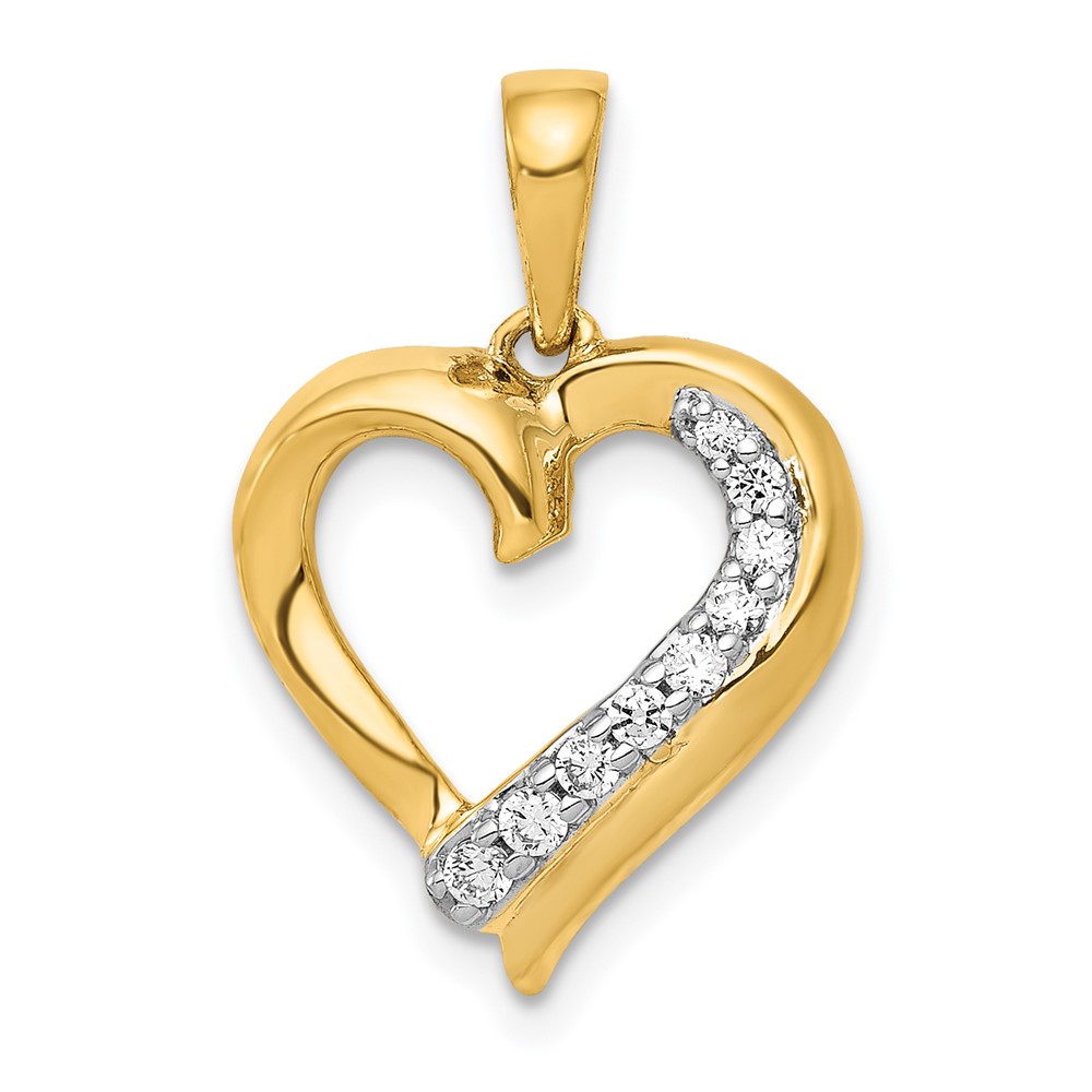 PM4907-010-YA.jpg 14k 1/10 carat Diamond Heart Pendant - Image 1