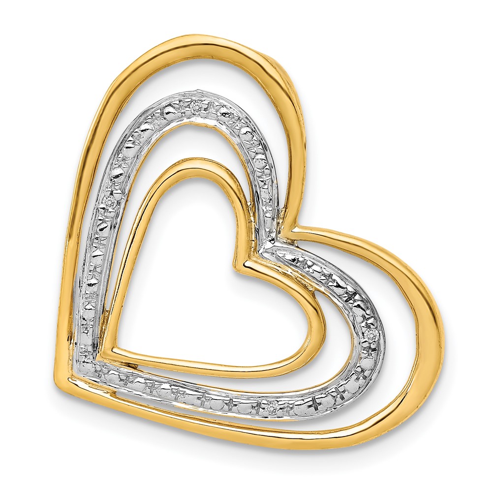 PM4909-001-YA.jpg 14k and White Rhodium .01 carat Diamond Triple Heart Chain Slide - Image 1