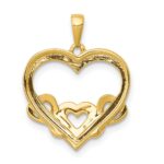 14k and White Rhodium .03 carat Diamond Heart with 3 Smaller Hearts Pendant - Image 3