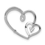 14k White Gold 1/20 carat Diamond Double Hearts Chain Slide - Image 3