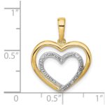 14k and White Rhodium .01 carat Diamond Double Heart Pendant - Image 3