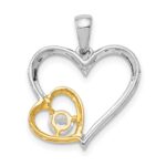 14k Two-Tone 1/5 carat Diamond Double Heart Pendant - Image 4