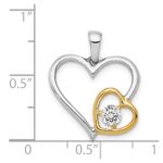14k Two-Tone 1/5 carat Diamond Double Heart Pendant - Image 3