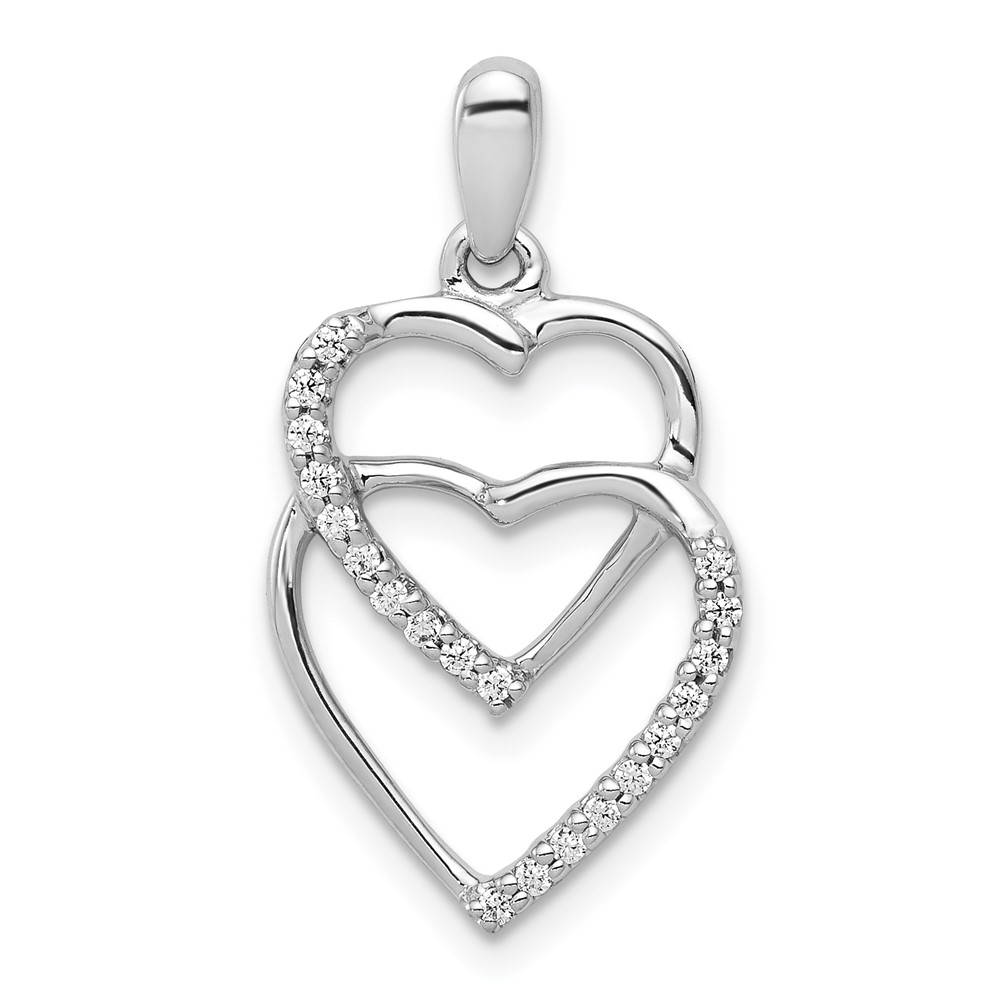 PM4926-010-WA.jpg 14k White Gold 1/10 carat Diamond Entwined Hearts Pendant - Image 1