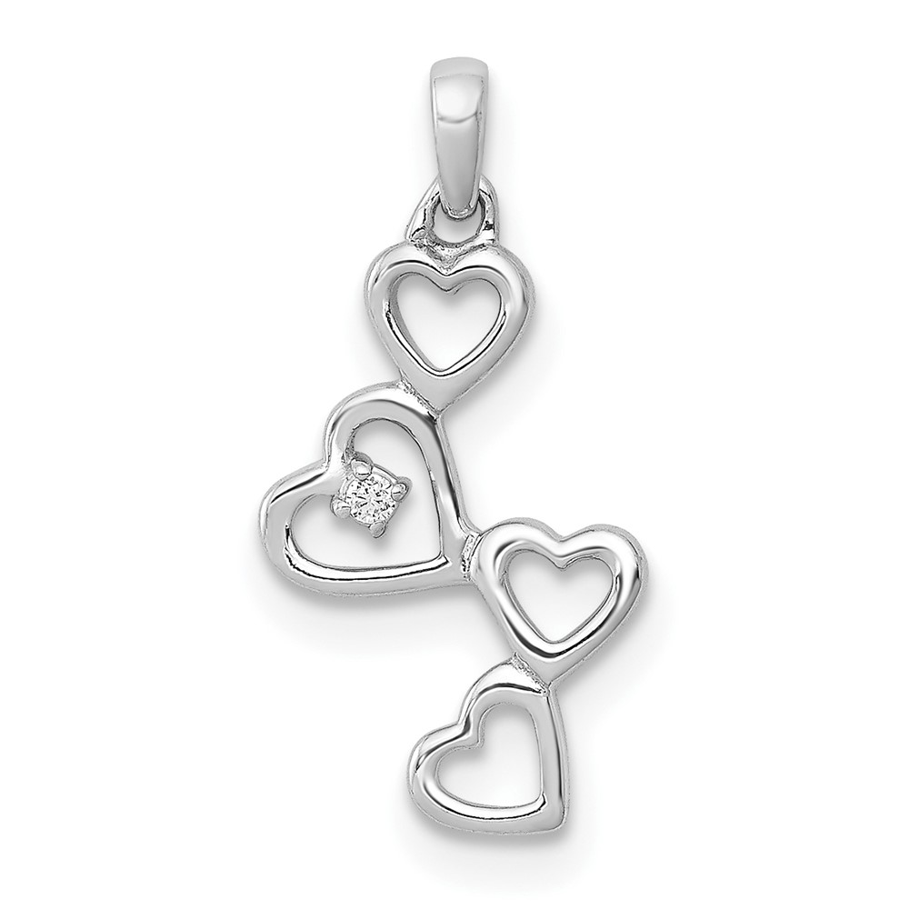 PM4930-001-1WA.jpg 10K White Gold .01ct. Diamond Four Hearts Pendant - Image 1