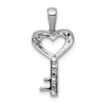 14k White Gold 1/20 carat Diamond Heart Key Pendant - Image 3