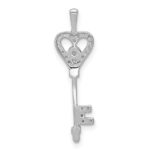 10K White Gold 1/10ct. Diamond Heart Key Pendant - Image 3