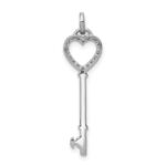 10K White Gold Diamond Heart Key Pendant - Image 3