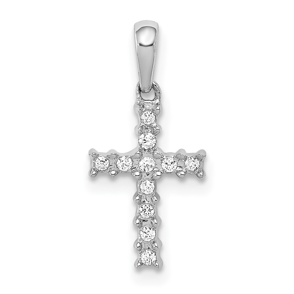 PM4957-006-WA.jpg 14k White Gold 1/20 carat Diamond Latin Cross Pendant - Image 1