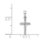 14k White Gold Polished 1/10 carat Diamond Cross Pendant - Image 4