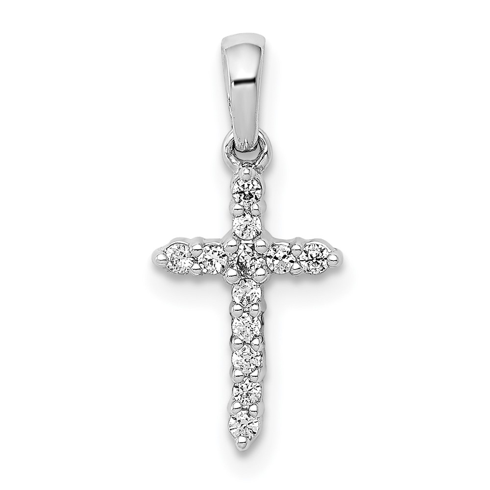 PM4958-010-WA.jpg 14k White Gold Polished 1/10 carat Diamond Cross Pendant - Image 1