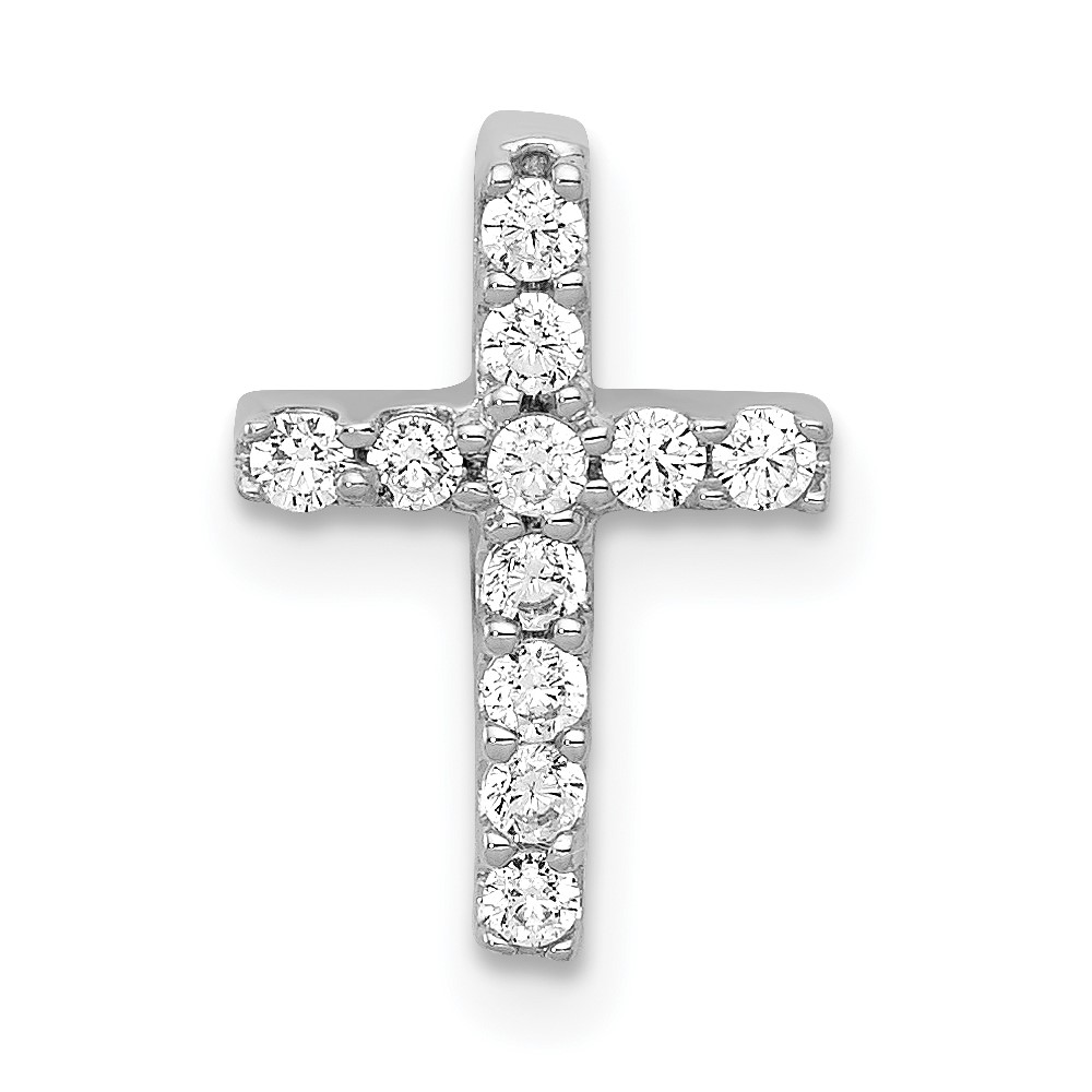 PM4962-020-WA.jpg 14k White Gold 1/5 carat Diamond Latin Cross Chain Slide - Image 1