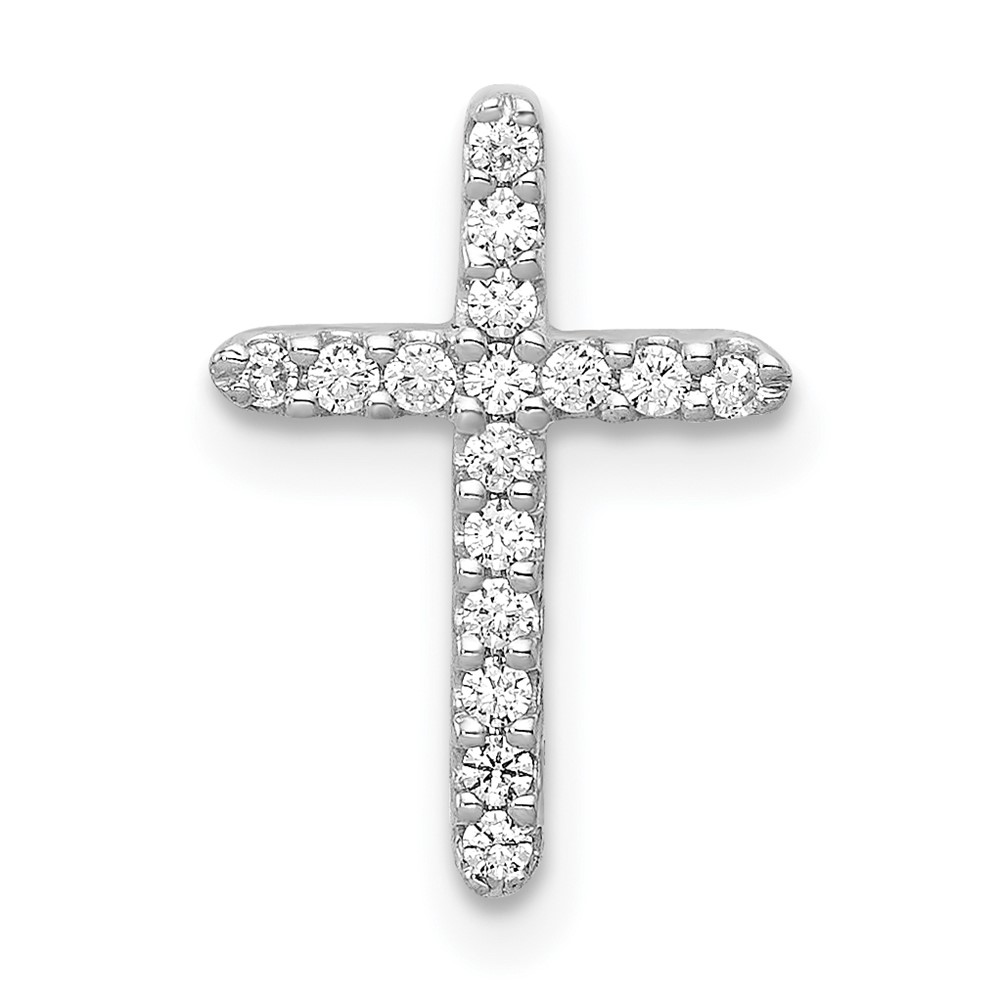 PM4963-013-WA-1.jpg 14k White Gold 1/8 carat Lab Grown Diamond VS/SI+ G+ Complete Cross Chain Slide Pendant - Image 1