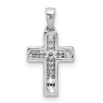 14k White Gold 1/20 carat Diamond Cross Pendant - Image 3
