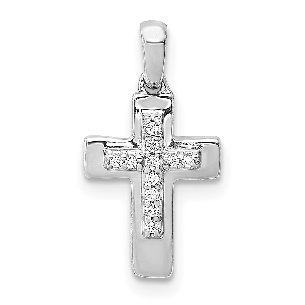 PM4964-004-WA.jpg 14k White Gold 1/20 carat Diamond Cross Pendant - Image 1