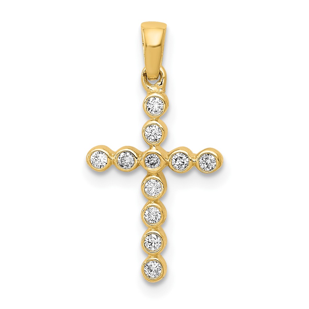 PM4966-010-1YA.jpg 10K Polished 1/10ct. Diamond Cross Pendant - Image 1