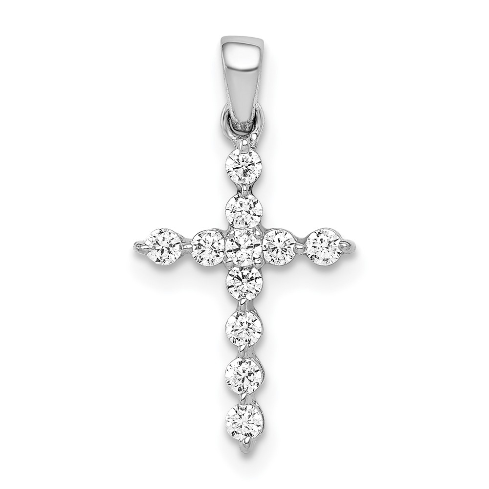 PM4968-025-WA.jpg 14k White Gold 1/4 carat Lab Grown Diamond VS/SI+ G+ Complete Cross Pendant - Image 1