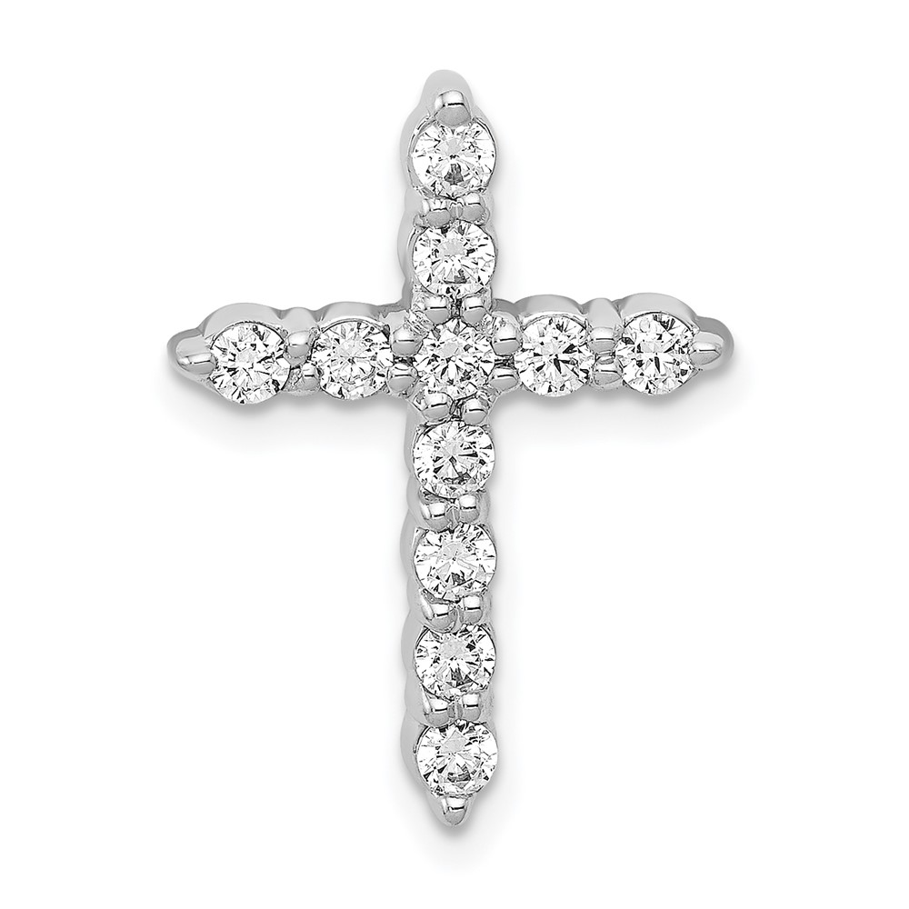PM4969-050-WA-1.jpg 14k White Gold 1/2 carat Lab Grown Diamond VS/SI+ G+ Complete Cross Chain Slide Pendant - Image 1