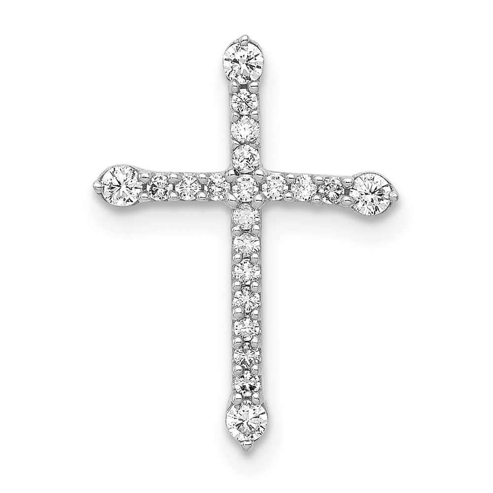 PM4975-020-WA.jpg 14k White Gold 1/5 carat Diamond Cross Chain Slide - Image 1