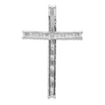 14k White Gold 1 carat Diamond Latin Cross Chain Slide - Image 3