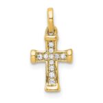 14k Small 1/20 carat Diamond Latin Cross Pendant