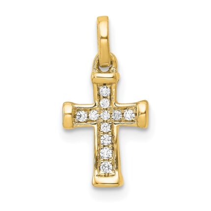 14k Small 1/20 carat Diamond Latin Cross Pendant