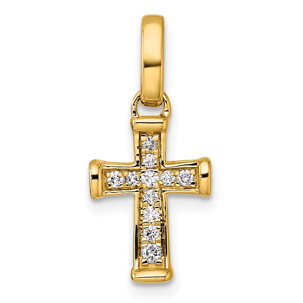 PM4982-010-YA.jpg 14k Small 1/10 carat Diamond Latin Cross Pendant - Image 1