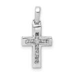 10K White Gold 1/6ct. Diamond Latin Cross Pendant - Image 3