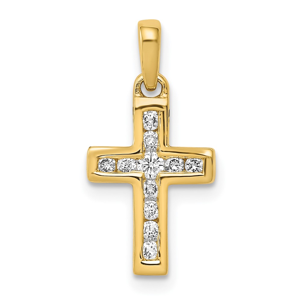 PM4983-015-YA.jpg 14k 1/6 carat Diamond Latin Cross Pendant - Image 1