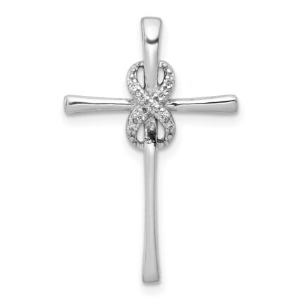 10K White Gold .03ct. Diamond Infinity Cross Chain Slide