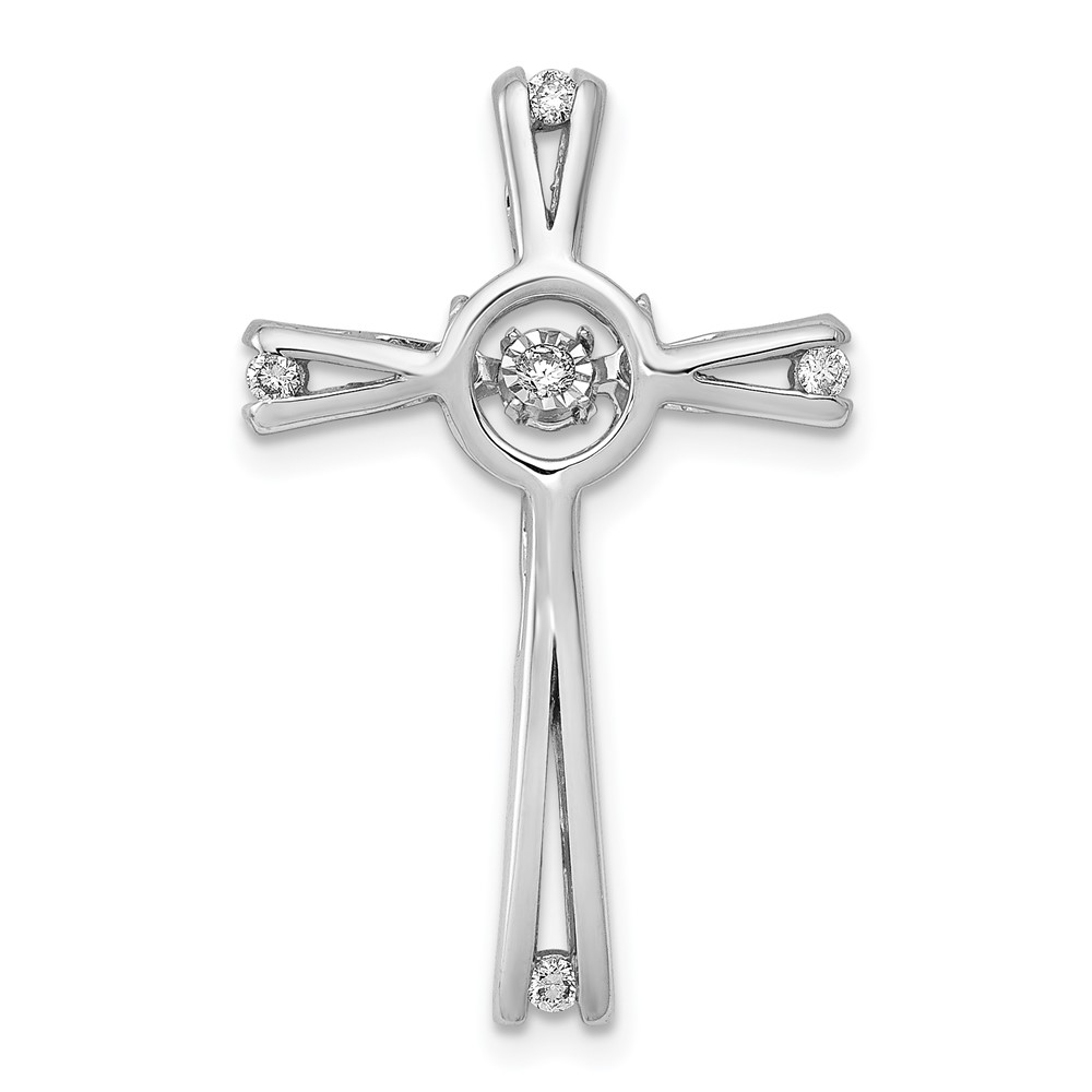 PM4988-008-WA.jpg 14k White Gold 1/15 carat Vibrant Moving Diamond Cross Chain Slide - Image 1