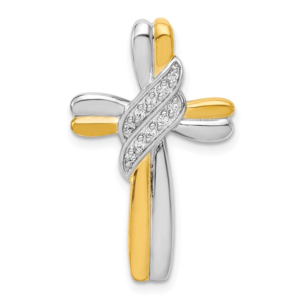 PM4991-005-YWA.jpg 14k Two-tone 1/20 carat Diamond Cross Omega Slide Pendant - Image 1