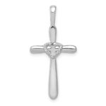 14k White Gold 1/10 carat Diamond Cross with Heart Pendant
