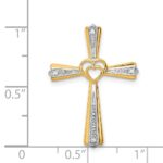 14k and White Rhodium Diamond Cross Pendant - Image 3