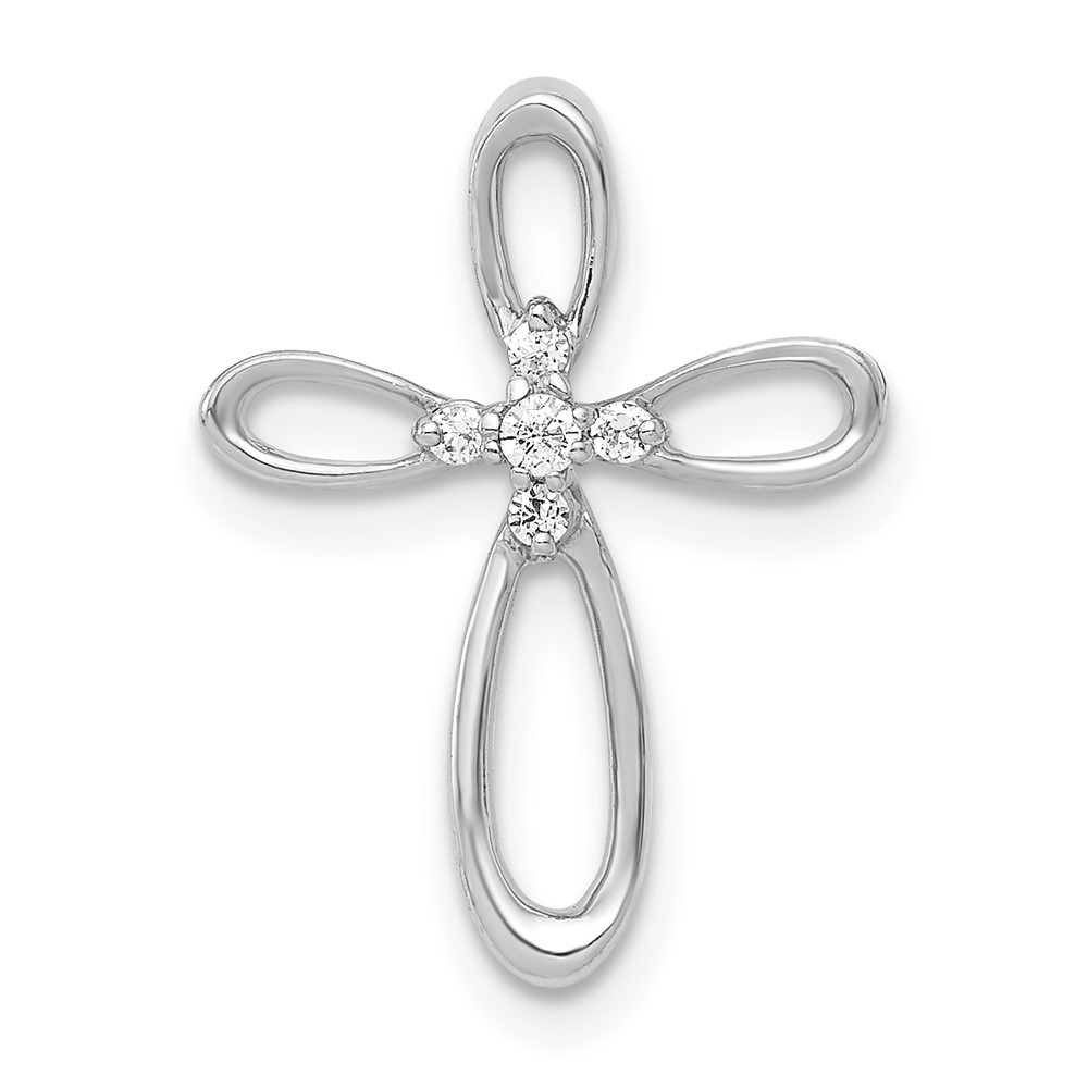 PM4997-005-WA.jpg 14k White Gold 1/20 carat Diamond Cross Chain Slide - Image 1
