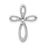 14k White Gold 1/10 carat Diamond Cross Chain Slide - Image 3