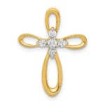 14k 1/5 carat Diamond Cross Chain Slide
