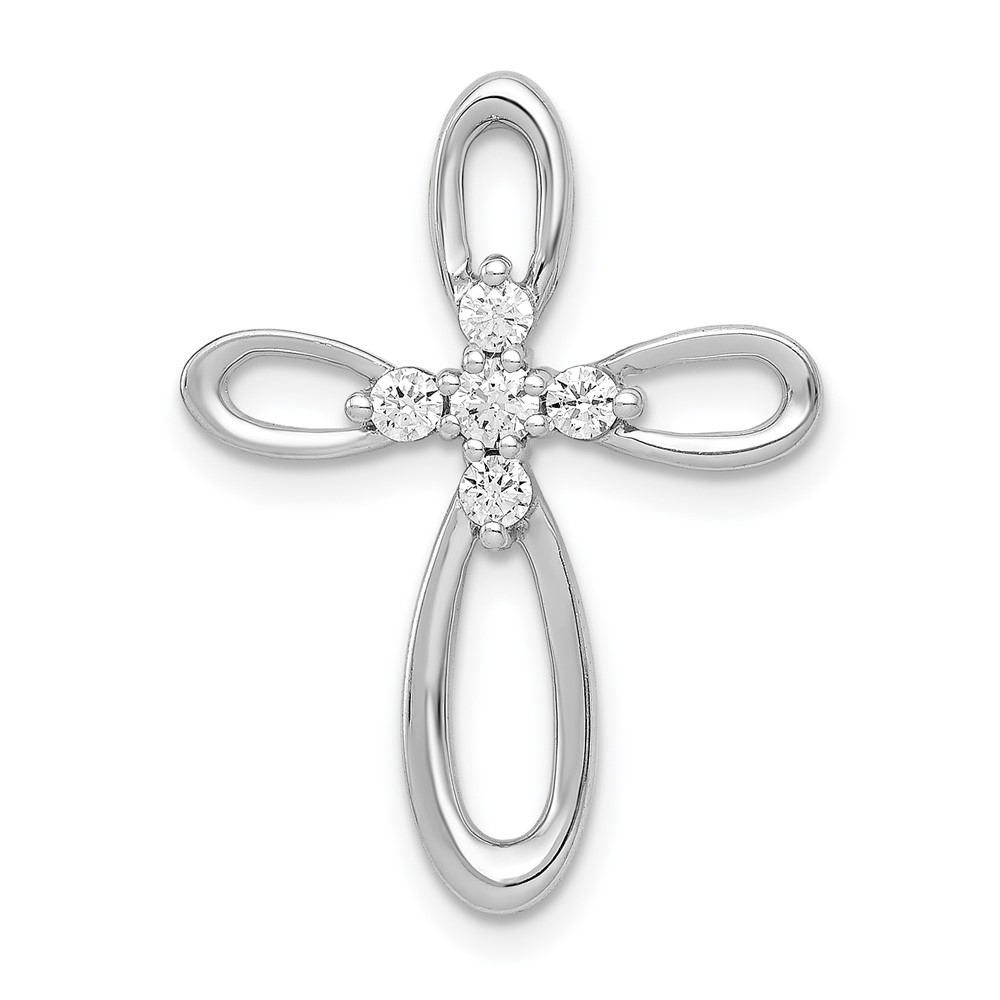 PM4999-020-WA.jpg 14k White Gold 1/5 carat Diamond Cross Chain Slide - Image 1