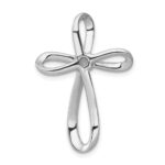 14k White Gold 1/6 carat Diamond Cross Omega Slide Pendant - Image 3